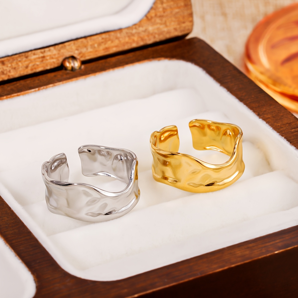 Irregularly Shaped Stainless Steel Open Ring, Unique Design